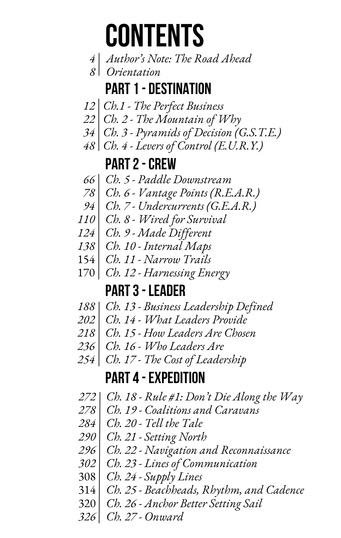 Table of Contents